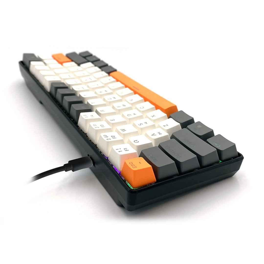 ZONE 61 - Tastatură mecanică scurtă pentru jocuri, 60%, comutatoare mecanice silențioase RED, iluminare colorată, 61 de taste, USB-C, Mediatech