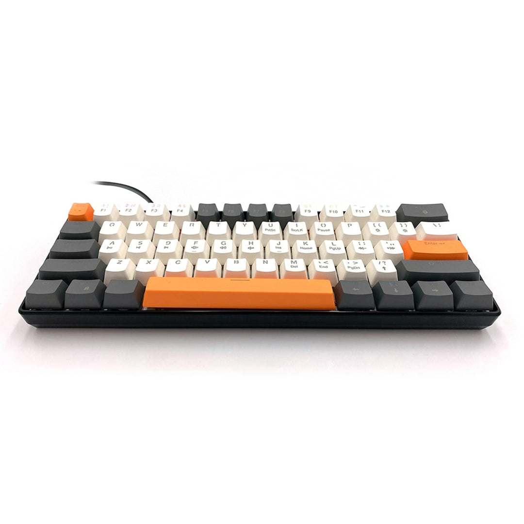 ZONE 61 - Tastatură mecanică scurtă pentru jocuri, 60%, comutatoare mecanice silențioase RED, iluminare colorată, 61 de taste, USB-C, Mediatech