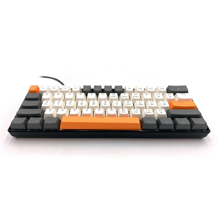 ZONE 61 - Tastatură mecanică scurtă pentru jocuri, 60%, comutatoare mecanice silențioase RED, iluminare colorată, 61 de taste, USB-C, Mediatech