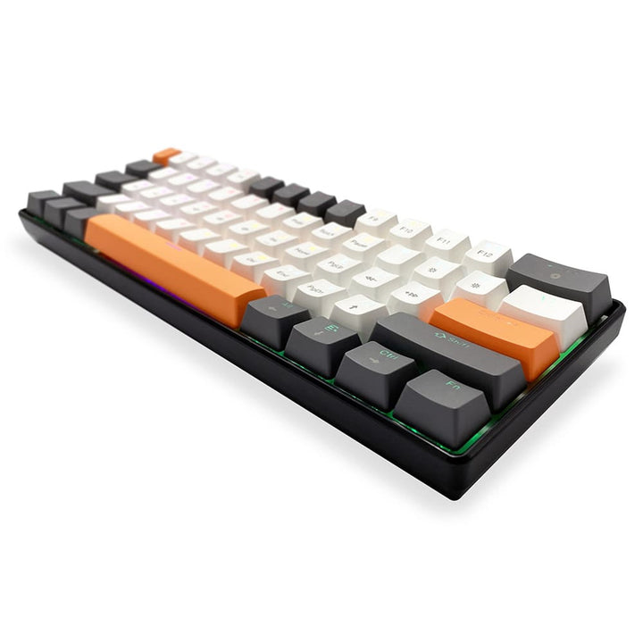 ZONE 61 - Tastatură mecanică scurtă pentru jocuri, 60%, comutatoare mecanice silențioase RED, iluminare colorată, 61 de taste, USB-C, Mediatech