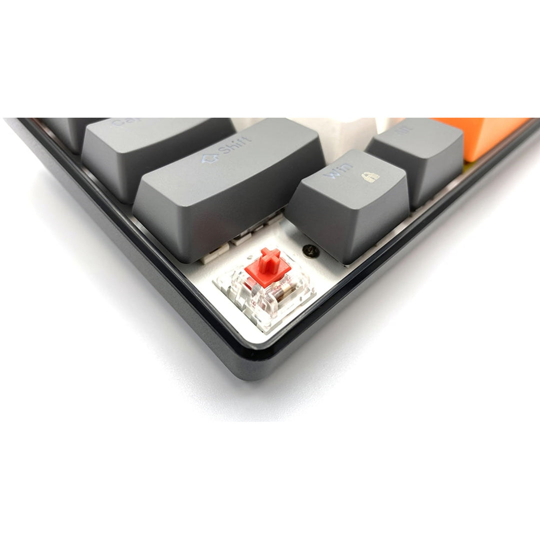 ZONE 61 - Tastatură mecanică scurtă pentru jocuri, 60%, comutatoare mecanice silențioase RED, iluminare colorată, 61 de taste, USB-C, Mediatech
