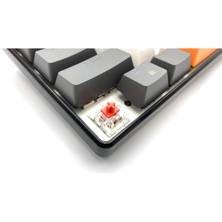 ZONE 61 - Tastatură mecanică scurtă pentru jocuri, 60%, comutatoare mecanice silențioase RED, iluminare colorată, 61 de taste, USB-C, Mediatech