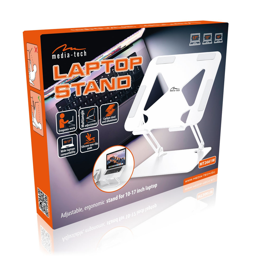 Suport reglabil, ergonomic pentru laptopuri de 10-17 inch SUPORT LAPTOP MT2661W, Mediatech