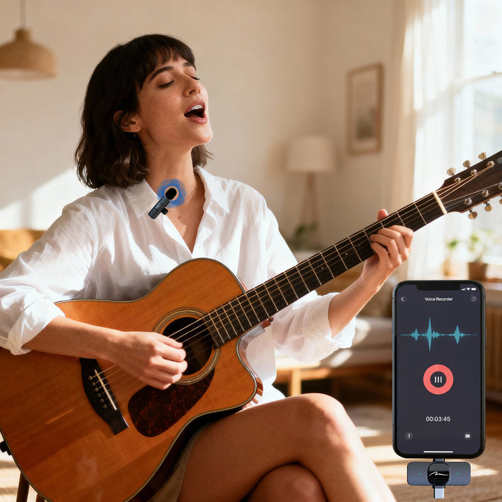 MICRO-MIC DUO – 2 microfoane wireless cu prindere la rever (set), cu clemă, iOS și Android (OTG), mini, super-sensibile. USB-C și LIGHTNING, Mediatech