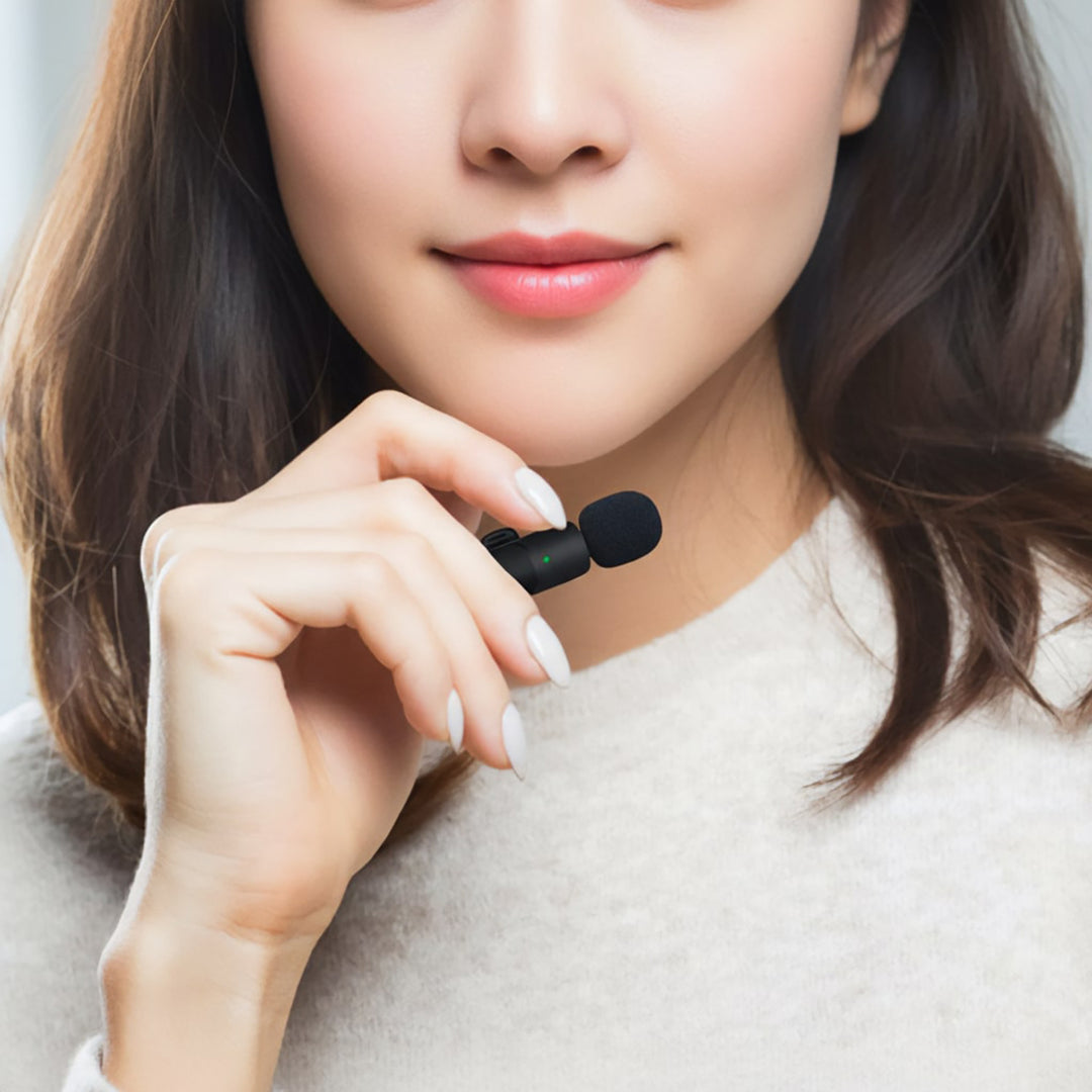 MICRO-MIC DUO – 2 microfoane wireless cu prindere la rever (set), cu clemă, iOS și Android (OTG), mini, super-sensibile. USB-C și LIGHTNING, Mediatech