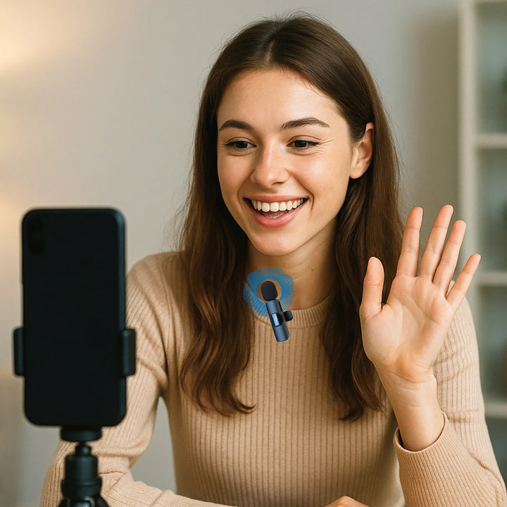 MICRO-MIC DUO – 2 microfoane wireless cu prindere la rever (set), cu clemă, iOS și Android (OTG), mini, super-sensibile. USB-C și LIGHTNING, Mediatech