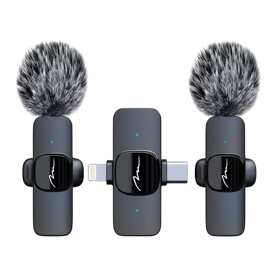 MICRO-MIC DUO – 2 microfoane wireless cu prindere la rever (set), cu clemă, iOS și Android (OTG), mini, super-sensibile. USB-C și LIGHTNING, Mediatech