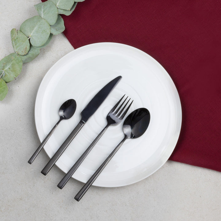 AMBITION Como Set de tacâmuri negru, 24 piese, pentru 6 persoane