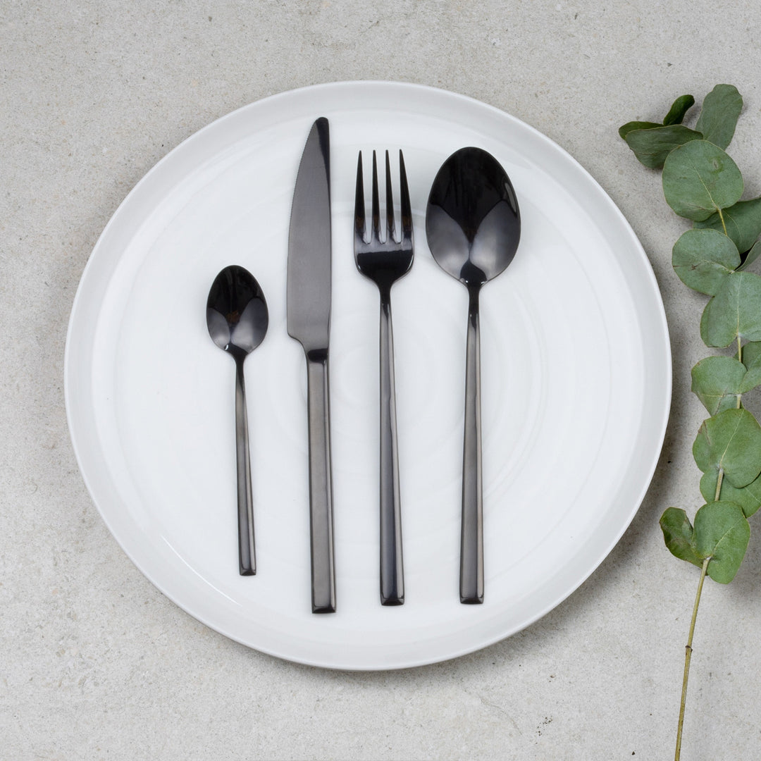 AMBITION Como Set de tacâmuri negru, 24 piese, pentru 6 persoane