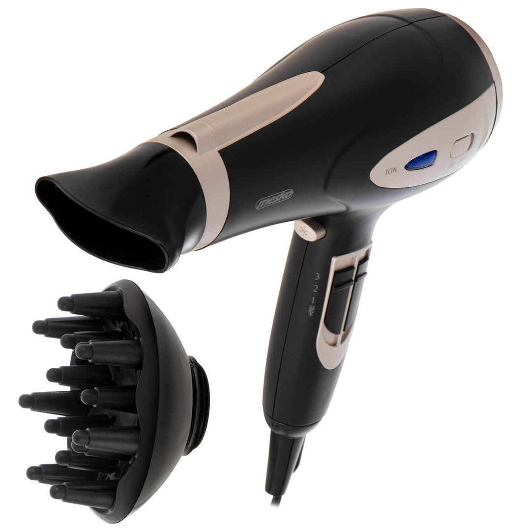 Uscător de păr Mesko, funcție de ionizare, difuzor, putere 2200 W, negru, MS 2287