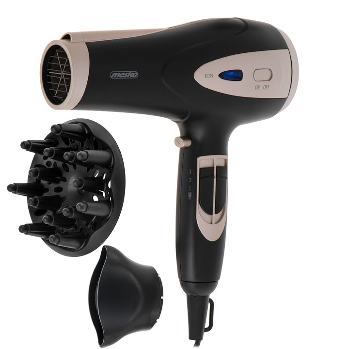 Uscător de păr Mesko, funcție de ionizare, difuzor, putere 2200 W, negru, MS 2287