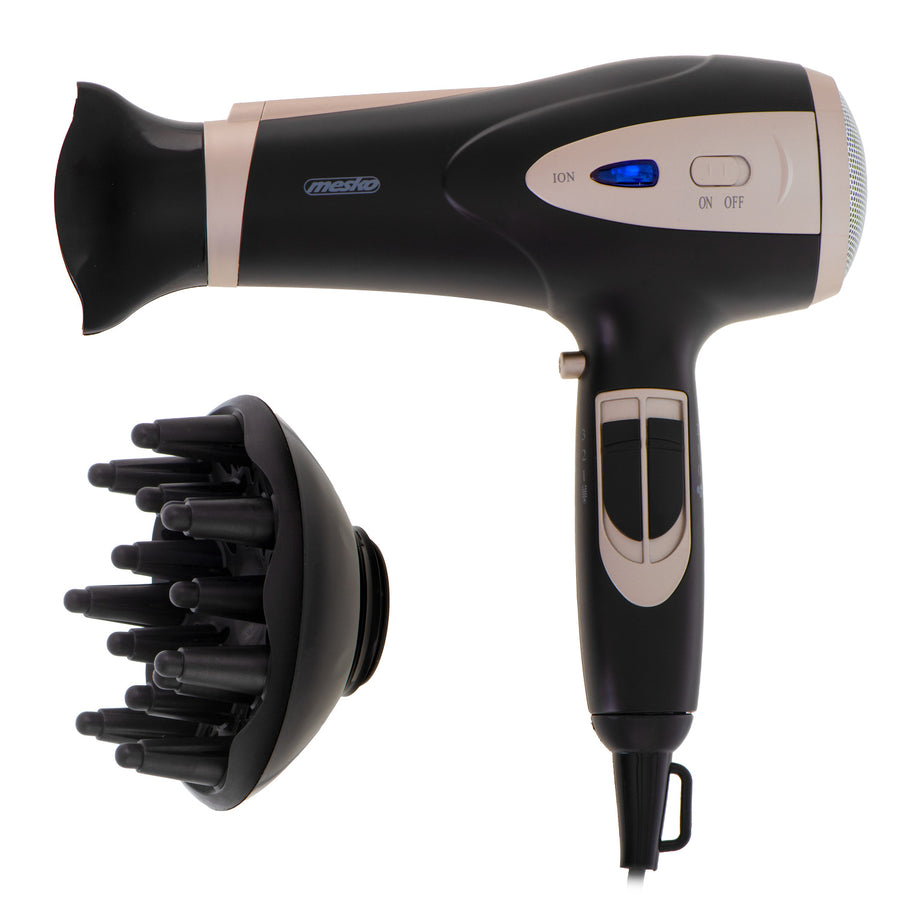 Uscător de păr Mesko, funcție de ionizare, difuzor, putere 2200 W, negru, MS 2287