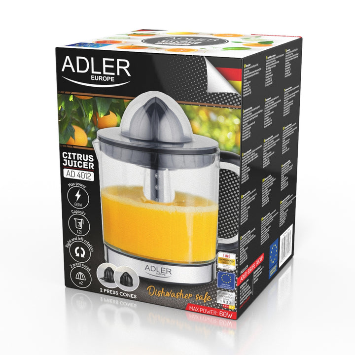 Storcător de citrice Adler, capacitate 1,2 l, putere maximă 60 W, negru, AD 4012