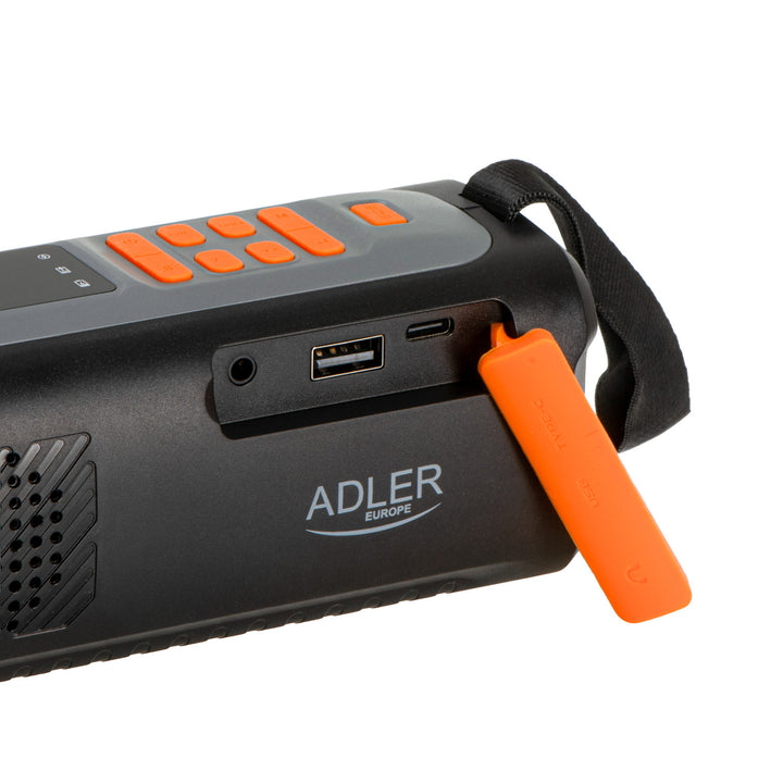 Radio de urgență Adler cu panou solar, manivelă și baterie externă, Bluetooth 5.0, lanternă LED de 4 W, 4500 mAh, AD 1920
