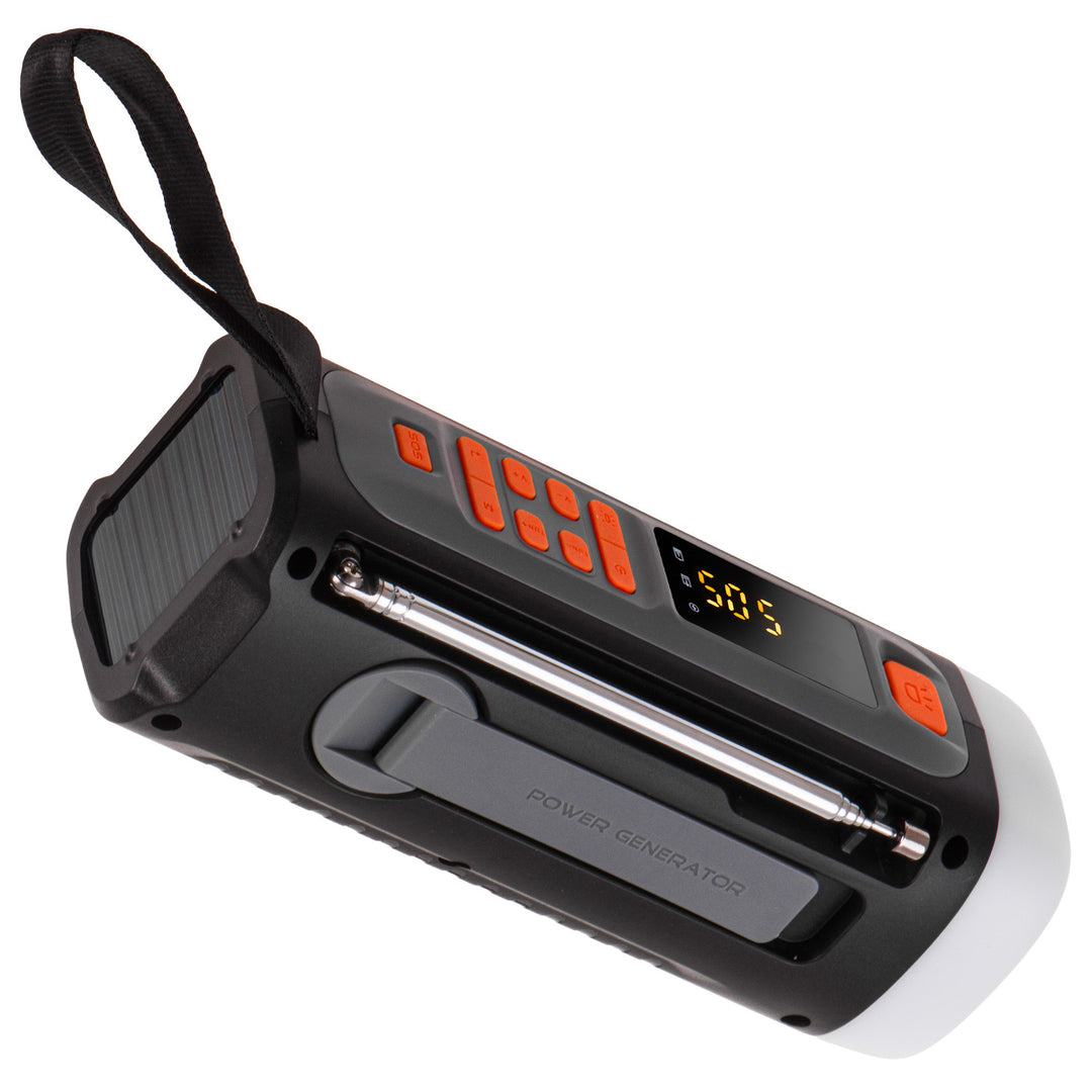 Radio de urgență Adler cu panou solar, manivelă și baterie externă, Bluetooth 5.0, lanternă LED de 4 W, 4500 mAh, AD 1920