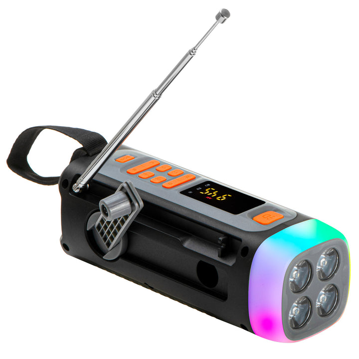 Radio de urgență Adler cu panou solar, manivelă și baterie externă, Bluetooth 5.0, lanternă LED de 4 W, 4500 mAh, AD 1920