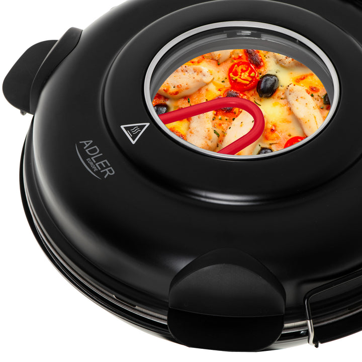 Cuptor pentru pizza Adler, control al temperaturii până la 400 °C, piatră ceramică, două elemente de încălzire, AD 6314