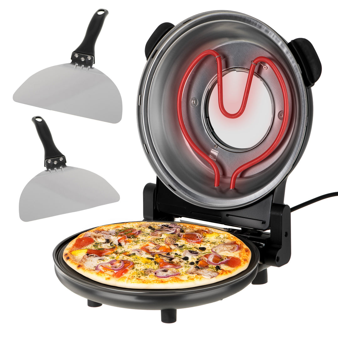 Cuptor pentru pizza Adler, control al temperaturii până la 400 °C, piatră ceramică, două elemente de încălzire, AD 6314