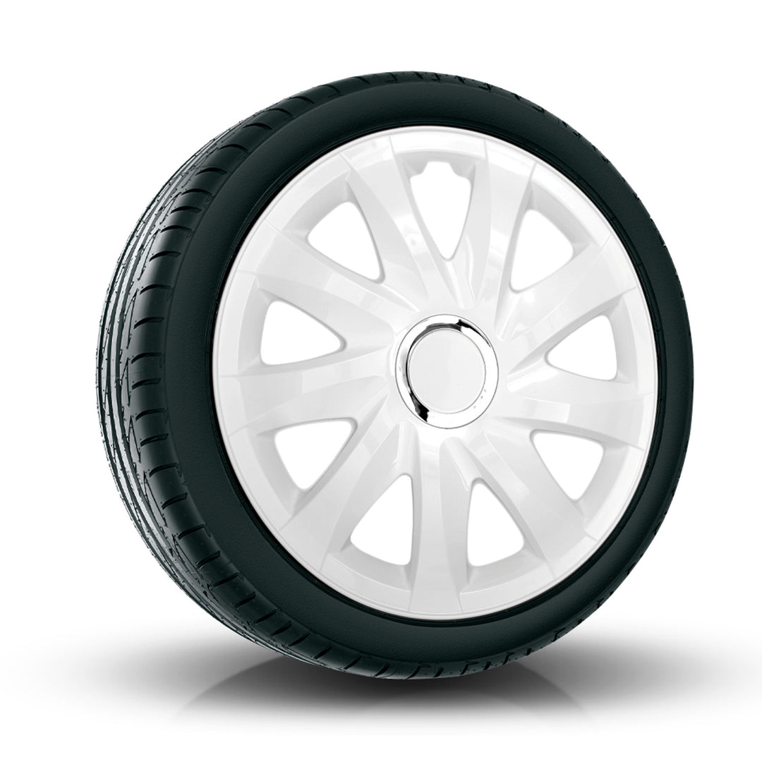 Capace universale pentru jante NRM Drift de 13'', albe, set de 4 bucăți