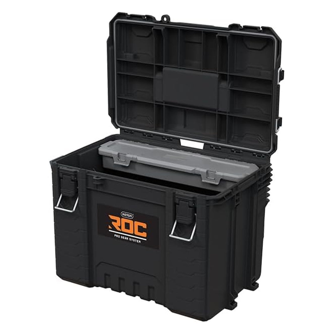 Cutie de scule Keter ROC XL Pro Gear 2.0, capacitate de încărcare 72 kg, mânere Pro Mount, poate fi agățată pe perete, 256980