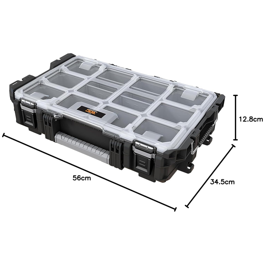 Organizator pentru scule Keter ROC Pro Gear 1.0, capacitate de peste 13 litri, capac transparent și rezistent, garnitură de protecție împotriva prafului și apei, închizători metalice, 257190