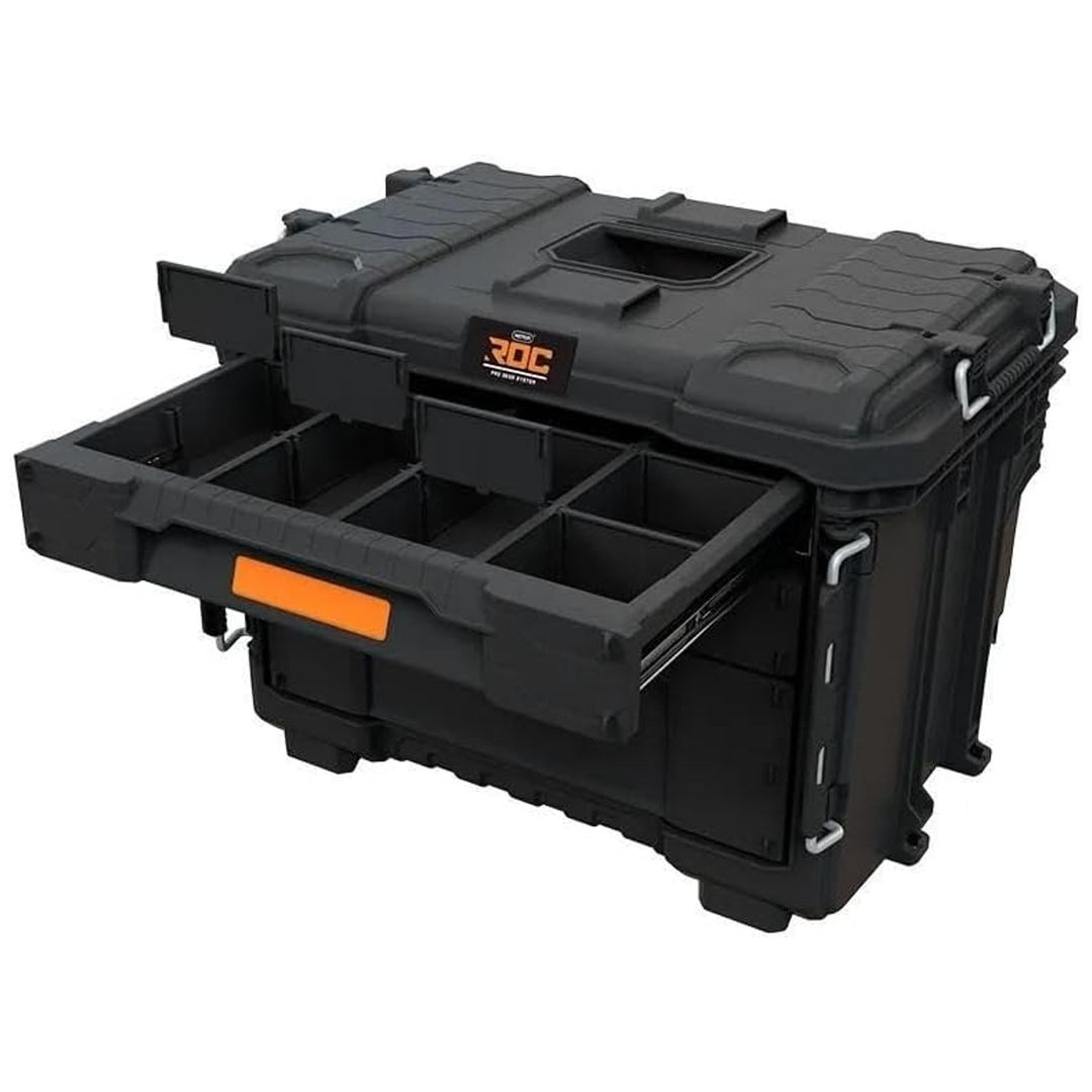Cutie de scule XL Keter ROC Pro Gear 2.0, cu trei sertare, separatoare incluse, loc pentru lacăt, închizători frontale, 259671