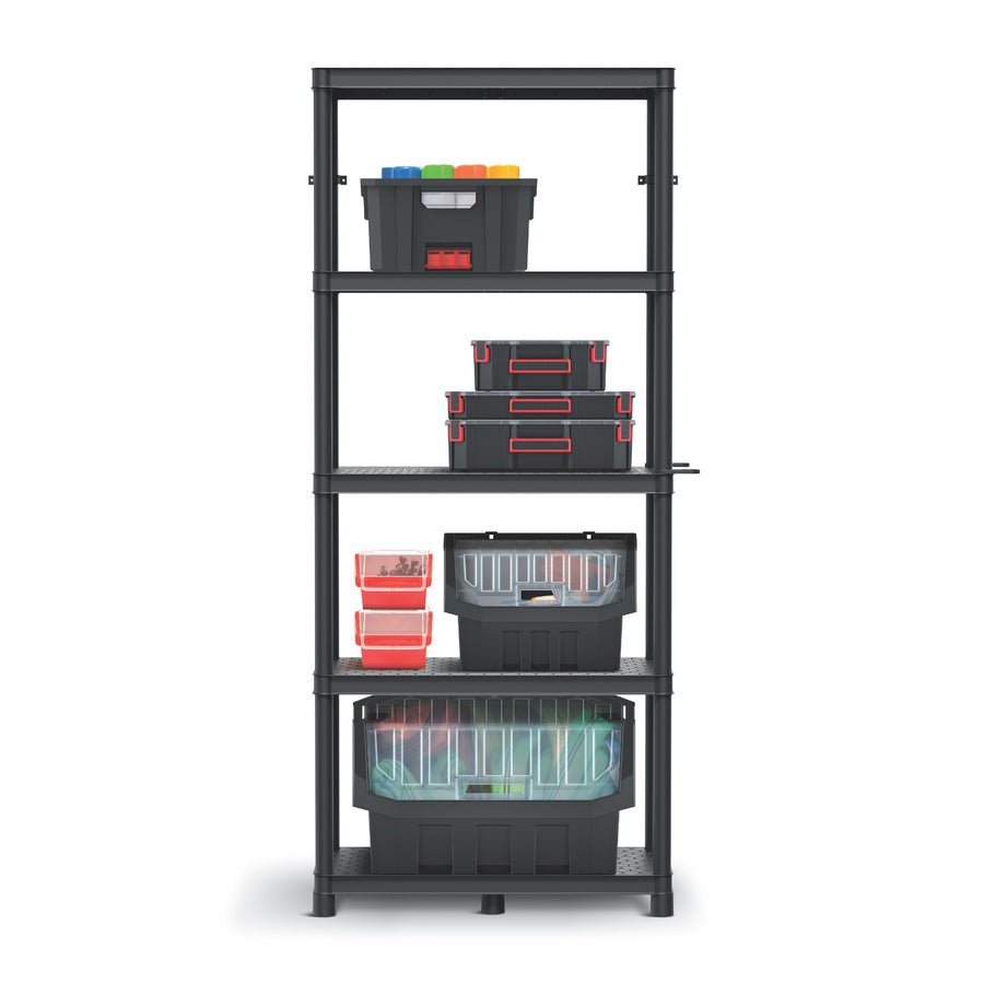 Rafturi Stackaro Solid 75 Kistenberg, sarcină maximă totală 220 kg, 5 rafturi, montare pe perete, KSS75L5HD-S411
