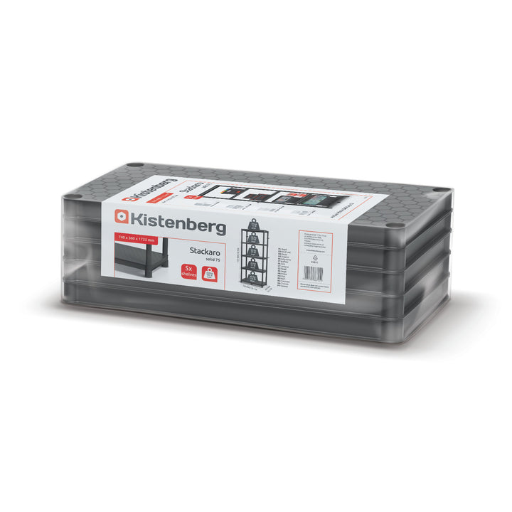 Rafturi Stackaro Solid 75 Kistenberg, sarcină maximă totală 220 kg, 5 rafturi, montare pe perete, KSS75L5HD-S411