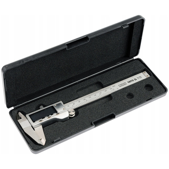 Șubler electronic Yato, oțel inoxidabil, precizie 0,02 mm, interval 0-150 mm, scală adaptată sistemelor metrice și imperiale, YT-7201