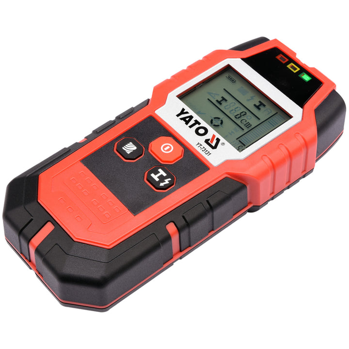 Detector profesional de cabluri și profile Yato, ecran mare cu iluminare LED, capac inclus, semnal sonor și trei LED-uri indicatoare, reglare a intensității de detectare, YT-73131