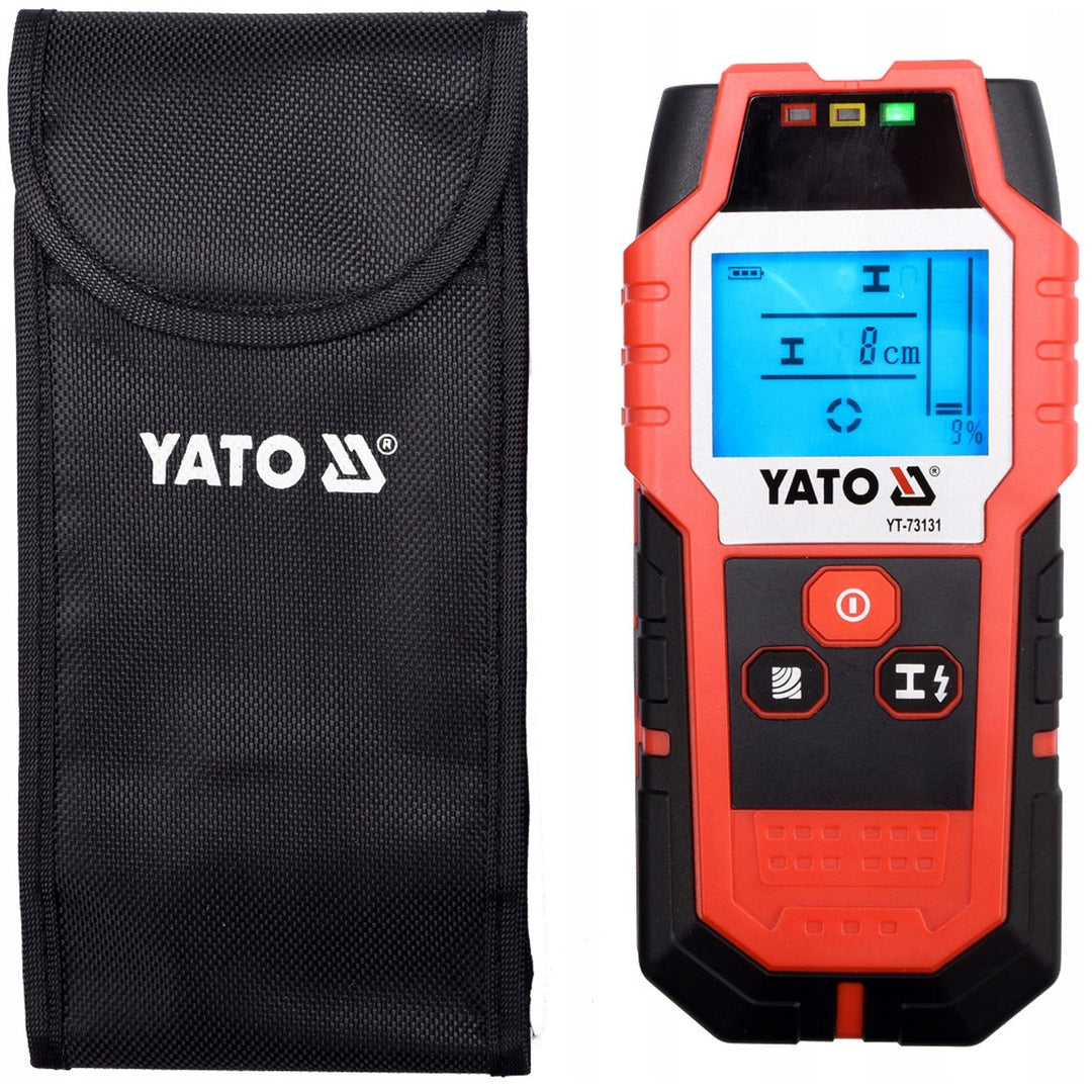 Detector profesional de cabluri și profile Yato, ecran mare cu iluminare LED, capac inclus, semnal sonor și trei LED-uri indicatoare, reglare a intensității de detectare, YT-73131