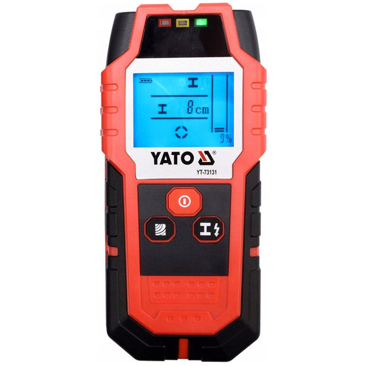 Detector profesional de cabluri și profile Yato, ecran mare cu iluminare LED, capac inclus, semnal sonor și trei LED-uri indicatoare, reglare a intensității de detectare, YT-73131