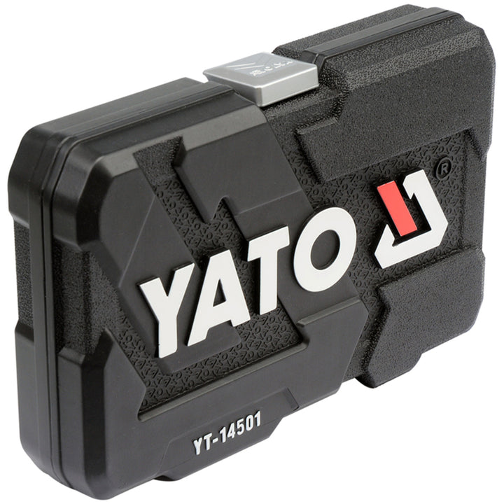 Set de scule profesionale Yato, chei tubulare și capete tubulare, din oțel crom-vanadiu, 56 piese, capete tubulare cu sistem AS-Drive, în cutie, YT-14501