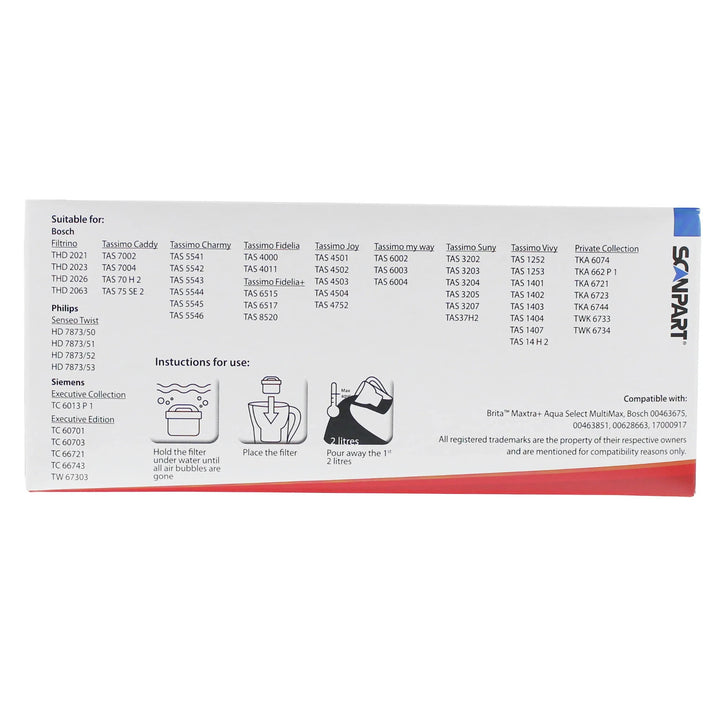 Filtru de apă Scanpart compatibil cu Brita Maxtra Plus, Dafi Unimax, 4 bucăți