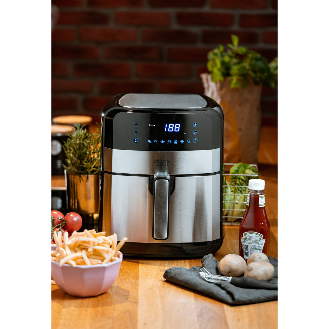 Friteuză fără ulei, 9 programe, 5,0 L, Airfryer, Camry CR 6311 + inserții de hârtie pentru friteuză, 16 cm, biodegradabile, 100 bucăți