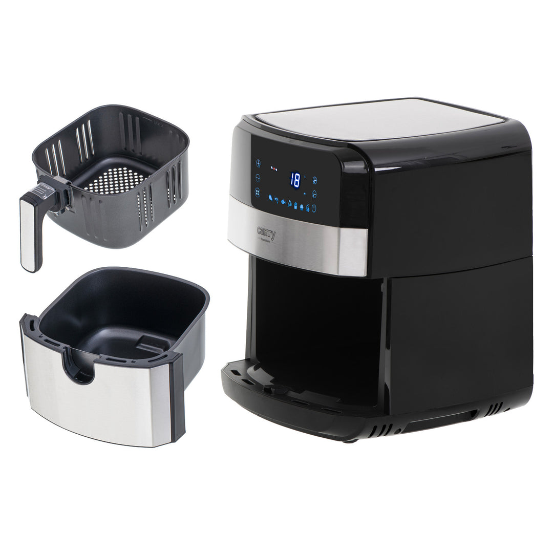 Friteuză fără ulei, 9 programe, 5,0 L, Airfryer, Camry CR 6311 + inserții de hârtie pentru friteuză, 16 cm, biodegradabile, 100 bucăți