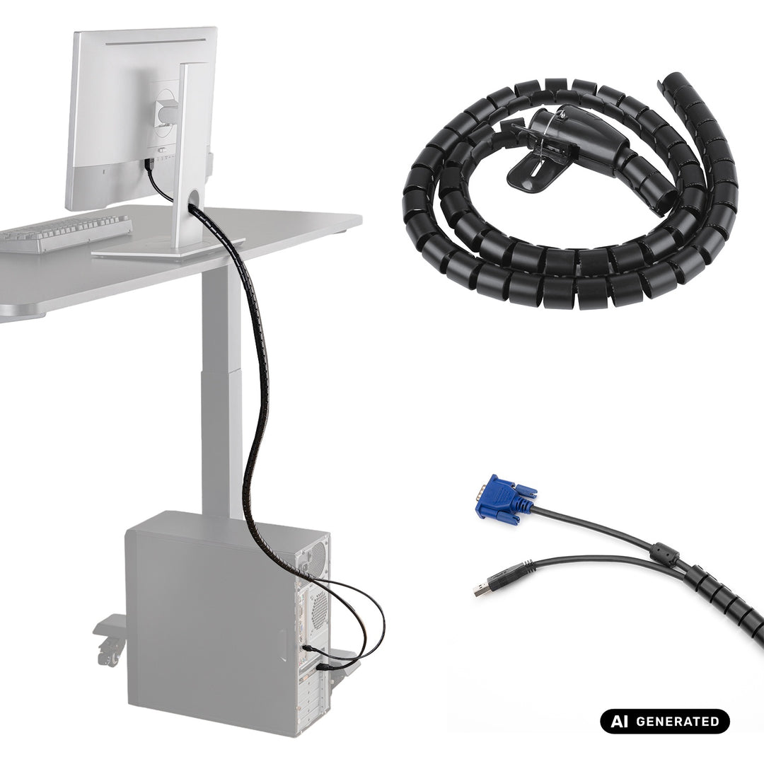 Organizator/protector pentru cabluri Maclean, 15 mm x 1000 mm, negru, MCTV-898 B