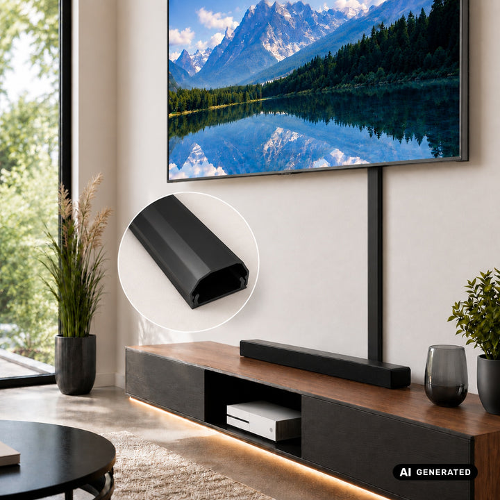 Profil de mascare din aluminiu pentru cabluri Maclean, 33x18x750 mm, negru, MCTV-897 B