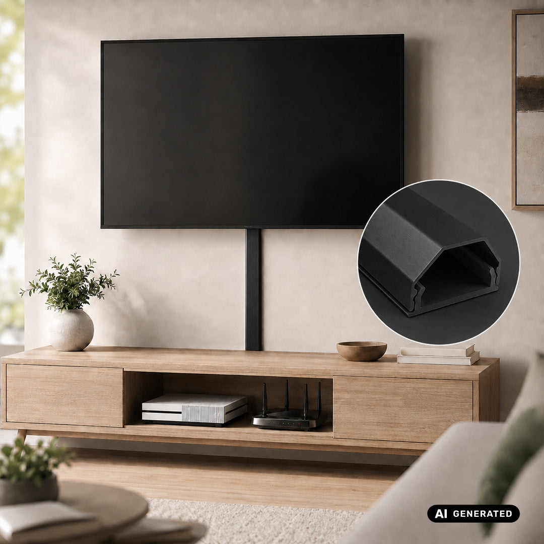 Profil de mascare din aluminiu pentru cabluri Maclean, 33x18x750 mm, negru, MCTV-897 B