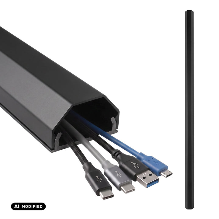 Profil de mascare din aluminiu pentru cabluri Maclean, 33x18x750 mm, negru, MCTV-897 B