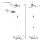 Set de suporturi de podea pentru difuzoare Maclean, universale, reglabile pe verticală și pe orizontală între +10° și -10°, max. 5 kg, MC-916