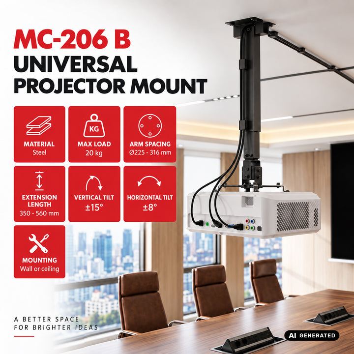 Suport / cârlig universal pentru proiector Maclean, negru, până la 20 kg, MC-206 B