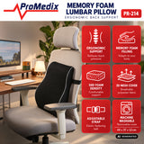 Pernă lombară din spumă cu memorie de formă Promedix, 44x37x12 cm, densitatea spumei: 50D, PR-214