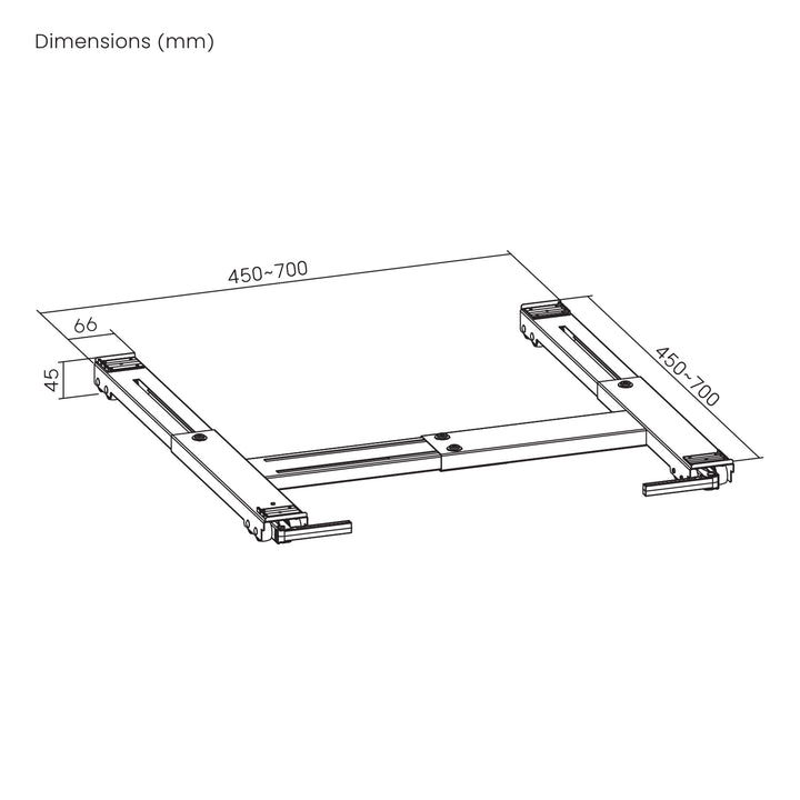 Suport mobil pentru aparate electrocasnice de până la 300 kg, Maclean, universal, reglabil, lățime maximă 450-700 mm, MC-918