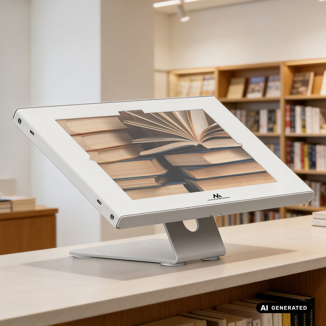 Suport publicitar pentru tabletă Maclean, cu sistem de blocare, 10,9"-11", iPad Air/Pro, Samsung Tab A&S Series, 220x323x22 mm, MC-957 W