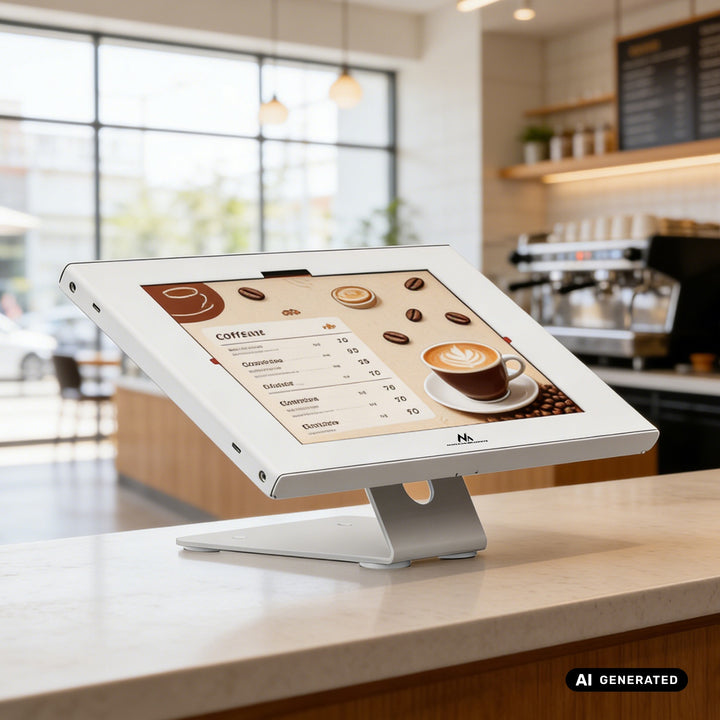 Suport publicitar pentru tabletă Maclean, cu sistem de blocare, 10,9"-11", iPad Air/Pro, Samsung Tab A&S Series, 220x323x22 mm, MC-957 W