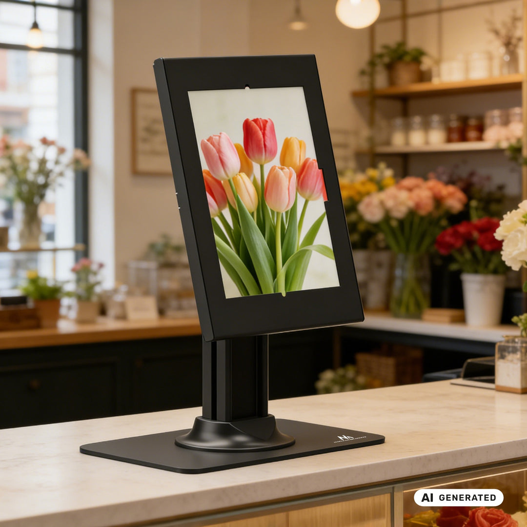 Suport publicitar pentru tabletă Maclean, cu sistem de blocare, 10,9"-11", iPad Air/Pro, Samsung Tab A și S Series, 220x323x22 mm, MC-959 B
