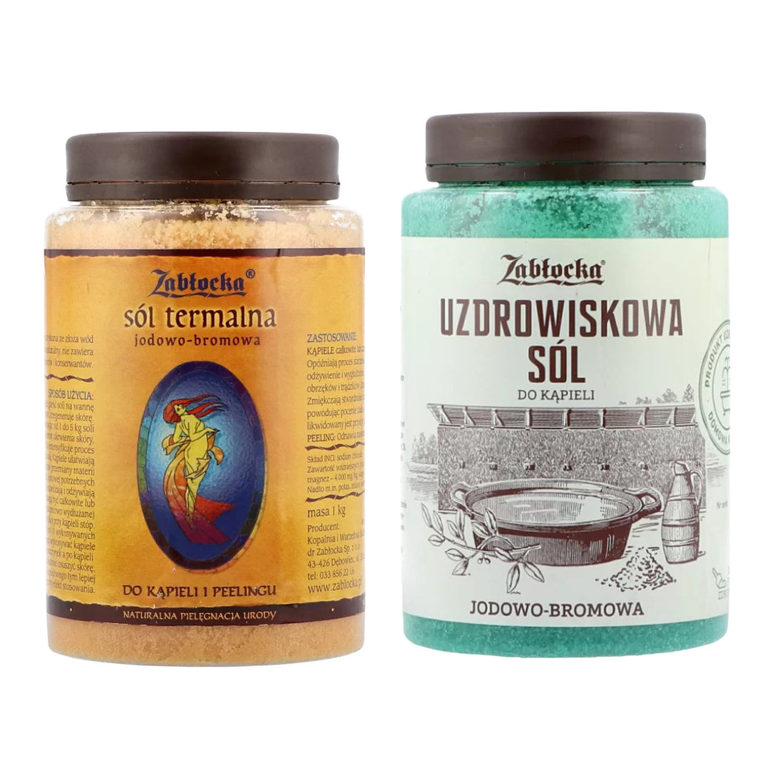 Sare termică cu iod și brom Zabłocka 1 kg + Sare spa cu iod și brom Zabłocka 1,2 kg