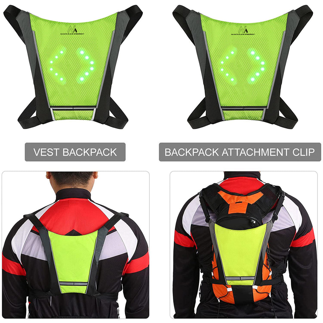 Rucsac cu lumină de semnalizare LED, telecomandă, rezistent la apă: telecomandă IPx5, rucsac IPX2 + curele de umăr sportive pentru telefonul mobil Maclean MC-445