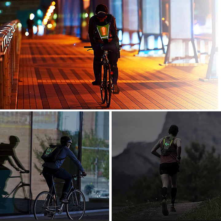 Rucsac cu lumină de semnalizare LED, telecomandă, rezistență la apă: telecomandă IPx5, rucsac IPX2 + bretele universale pentru sport, pentru telefon, aparat foto, camere GoPro și altele, mâner rotativ, MC-294